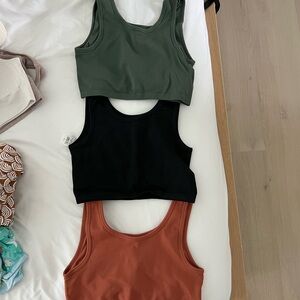 Women's sports bras - Green, Black, and Brown